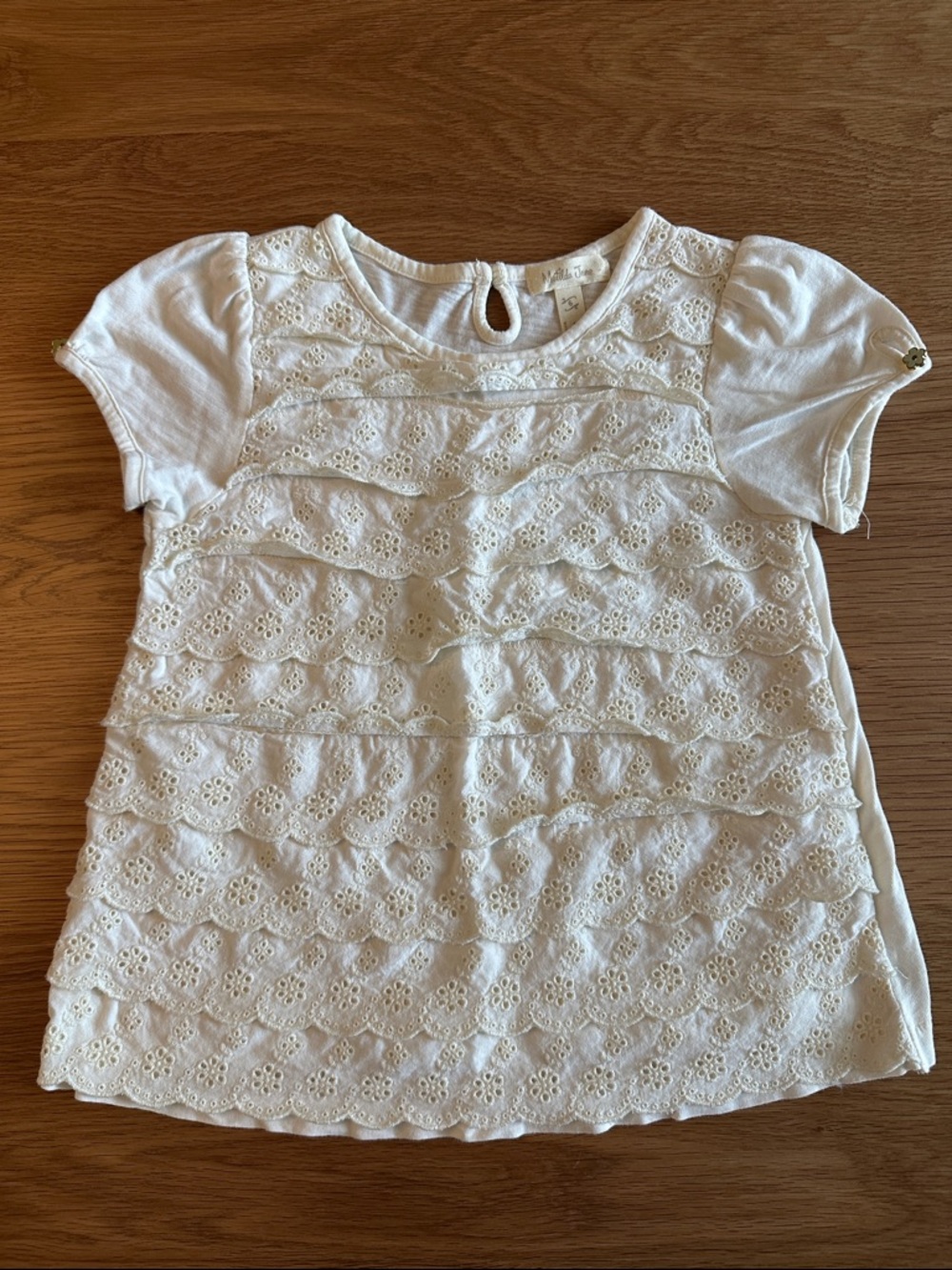 Matilda Jane White Eyelet Ruffle Short Sleeve Top size 6
